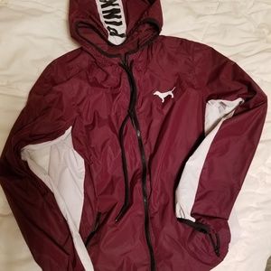 VS PINK fleece lined full zip anorak xs-sm maroon